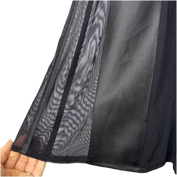 Vtg Tadashi Satin Sheer Maxi Skirt Size 10 Formal Flare Bottom Goth Vamp Witchy - Picture 2 of 11